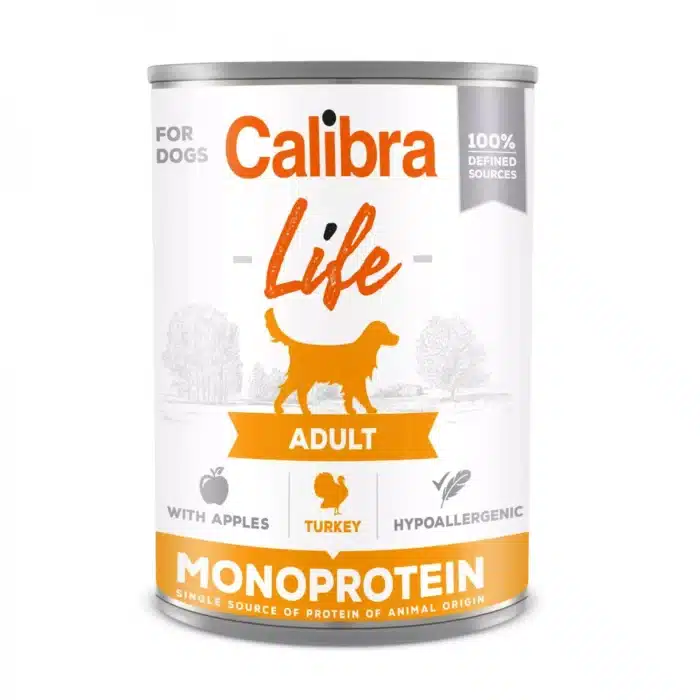 CALIBRA LIFE Dog can Adult Turkey with apples 400g suaugusiems šunims su kalakutiena ir obuoliais