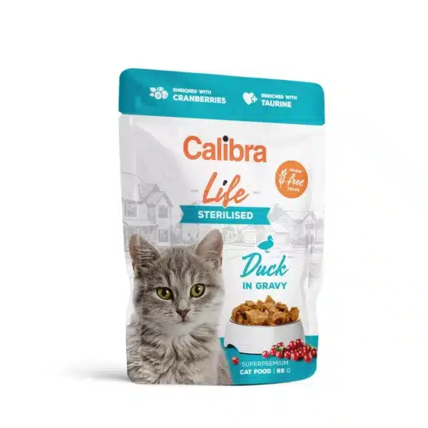 Calibra Cat Life pouch Sterilised Duck in gravy šlapias maistas kastruotoms katėms su antiena 85g