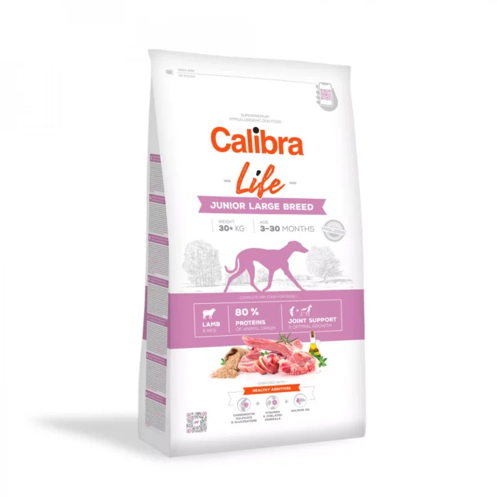 Calibra Dog Life Junior Large Breed Lamb sausas pašaras su ėriena jauniems, didelių veislių šunims