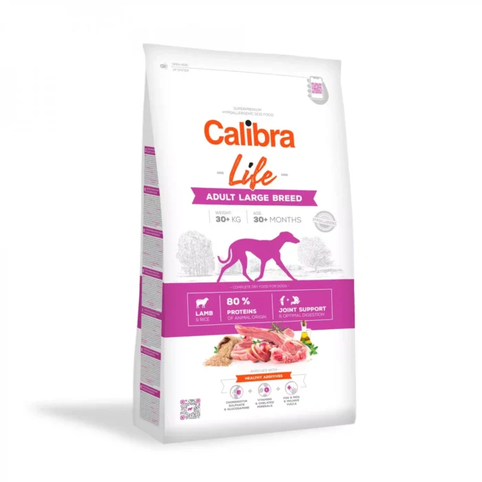 Calibra Dog Life Adult Large Breed Lamb sausas maistas didelių veislių suaugusiems šunims su ėriena