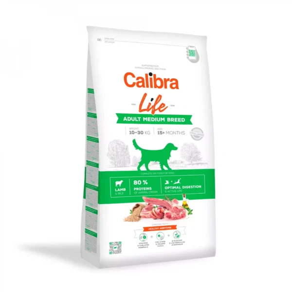 Calibra Dog Life Adult Medium Breed Lamb sausas maistas suaugusiems vidutinių veislių šunims su ėriena