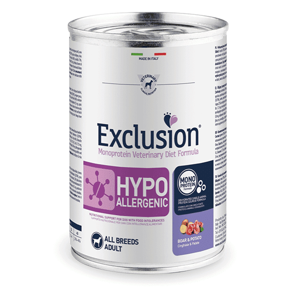 Exclusion Hypoallergenic konservai šunims su šerniena ir bulvėmis - 400g.