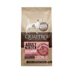 QUATTRO Small Breed Adult sausas begrūdis hipoalerginis maistas su lašiša ir kriliu