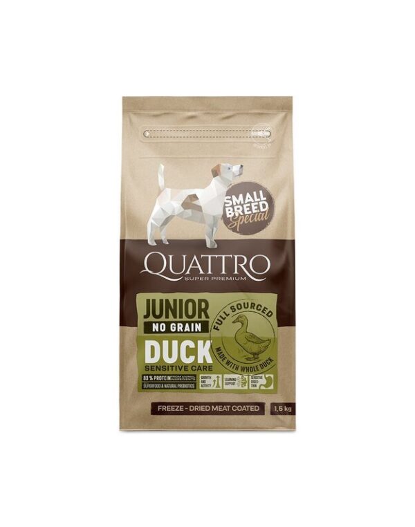QUATTRO Small Breed Junior sausas begrūdis maistas su antiena