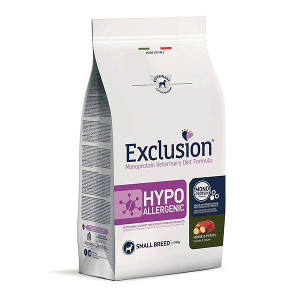 Exclusion Hypoallergenic sausas ėdalas su arkliena mažų veislių šunims