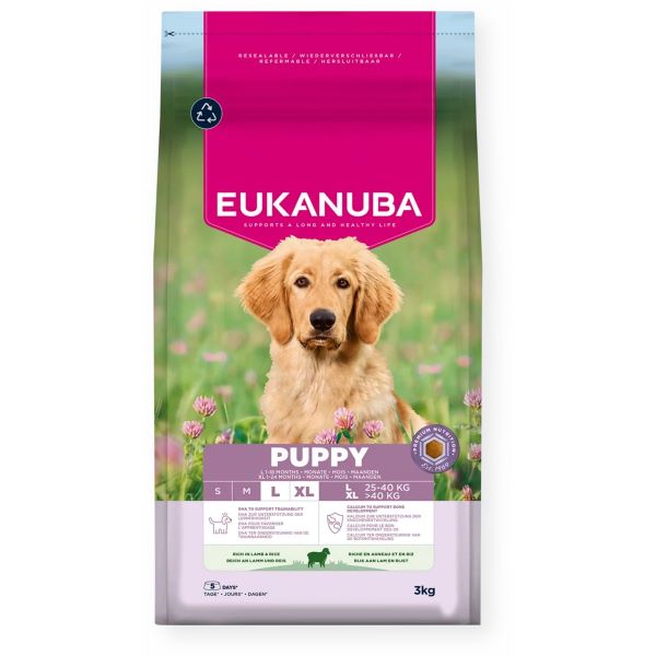 Eukanuba large breed puppy didelės veislės mažiems šuniukams su ėriena ir ryžiais