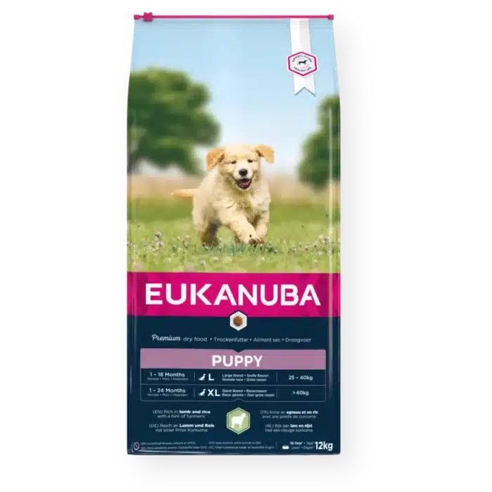 Eukanuba large breed puppy didelės veislės mažiems šuniukams su ėriena ir ryžiais