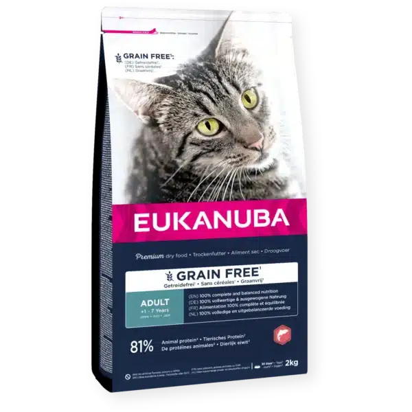 Eukanuba Grain Free Adult Salmon cat begrūdis sausas pašaras katėms su lašiša