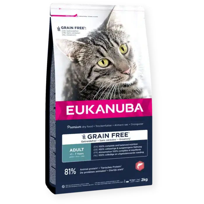Eukanuba Grain Free Adult Salmon cat begrūdis sausas pašaras katėms su lašiša