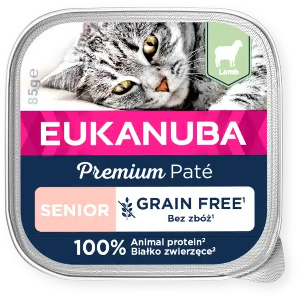 Eukanuba Grain Free Senior Lamb cat 85g šlapias maistas katėms