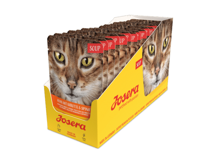 Josera Soup konservai katėms su vištiena, morkomis ir špinatais, 16x70g.