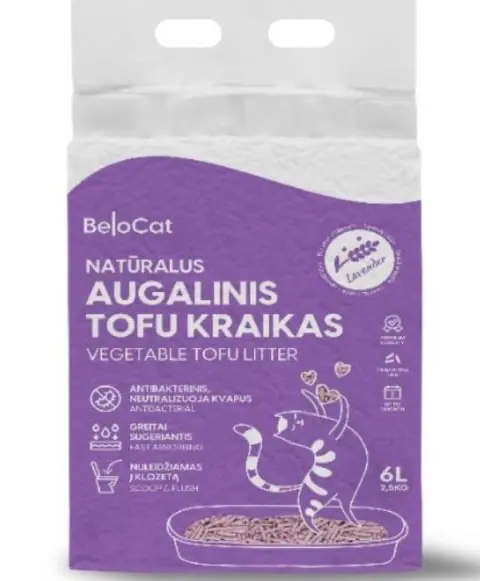 Belocat „TOFU” Kačių kraikas levandų kvapo 6L /2,5kg