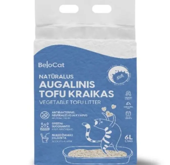 Belocat „TOFU” Kačių kraikas pienelio kvapo 6L /2,5kg