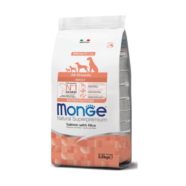 Monge Spec. Line Monoprotein All Breeds Adult sausas maistas su lašiša ir ryžiais