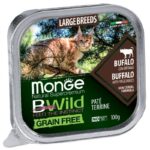 Monge BWild Large Breed  keptas paštetas katėms su buivoliena ir daržovėmis 100g