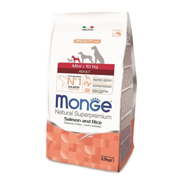 Monge Monoprotein Line Mini Adult Salmon sausas maistas mažų veislių šunims