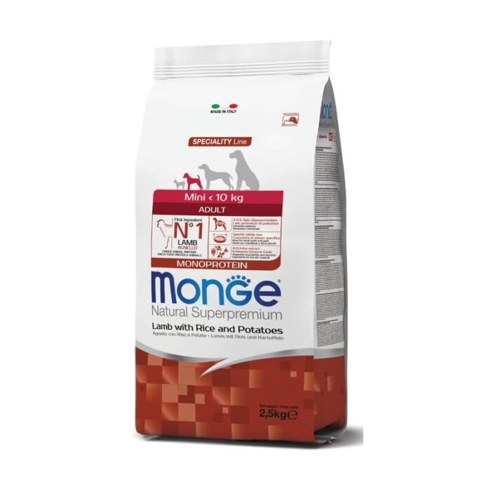 Monge Monoprotein Line Mini Adult Lamb sausas maistas mažų veislių šunims