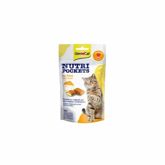 GimCat Nutri Pockets skanėstai katėms su sūriu ir taurinu 60g
