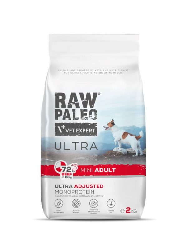 RAW PALEO Ultra Adult Mini sausas maistas šunims su jautiena