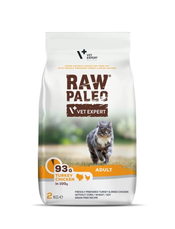 RAW PALEO Adult Cat Turkey & Chicken sausas maistas katėms su kalakutiena/vištiena