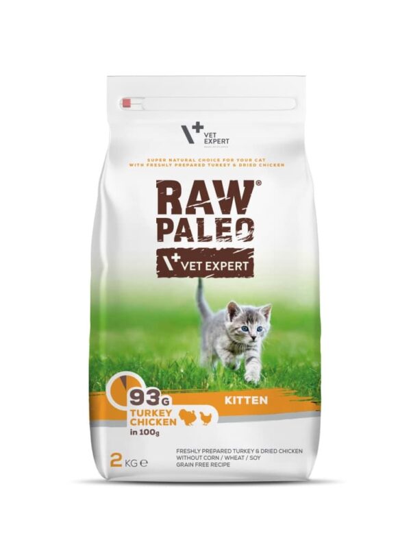 RAW PALEO Kitten Turkey&Chicken sausas maistas kačiukams su kalakutiena/vištiena