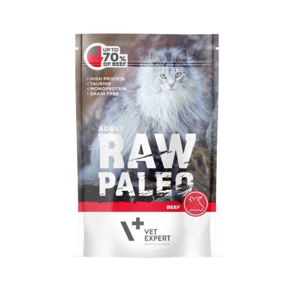 Raw Paleo Adult Cat beef pouch guliašas suaugusioms katėms su jautiena, 100g