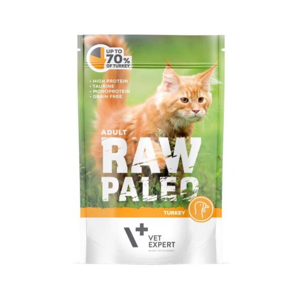 Raw Paleo Adult Cat Turkey pouch guliašas suaugusioms katėms su kalakutiena, 100g