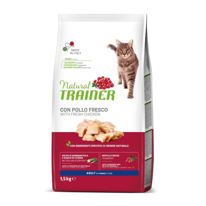 NATURAL TRAINER CAT ADULT CHICKEN su vištiena