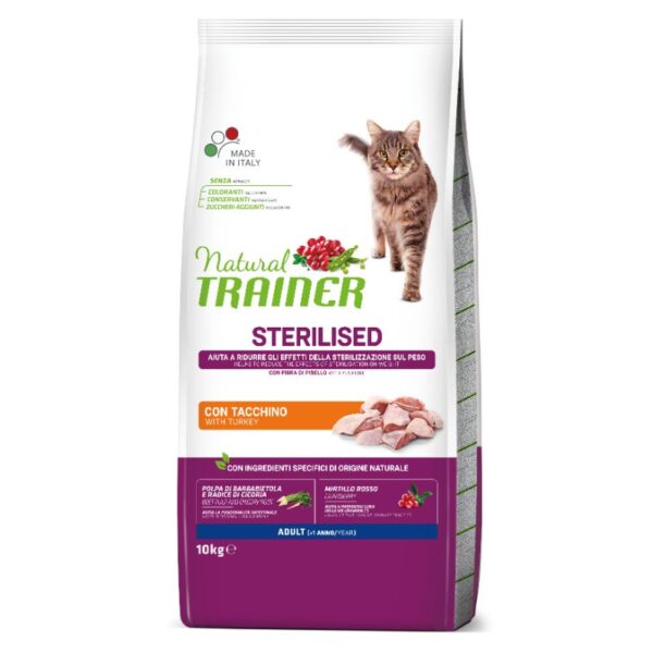 NATURAL TRAINER Cat Adult Sterilised Turkey su kalakutiena