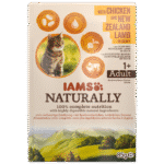 IAMS Naturally suaugusioms katėms su vištiena ir ėriena 12x85g
