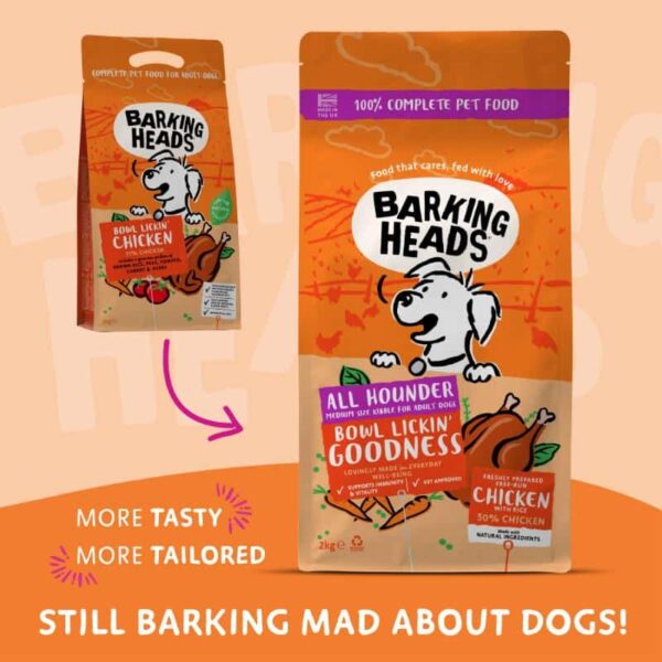 BARKING HEADS Bowl Lickin Goodness Pašaras Su Vištiena 12kg