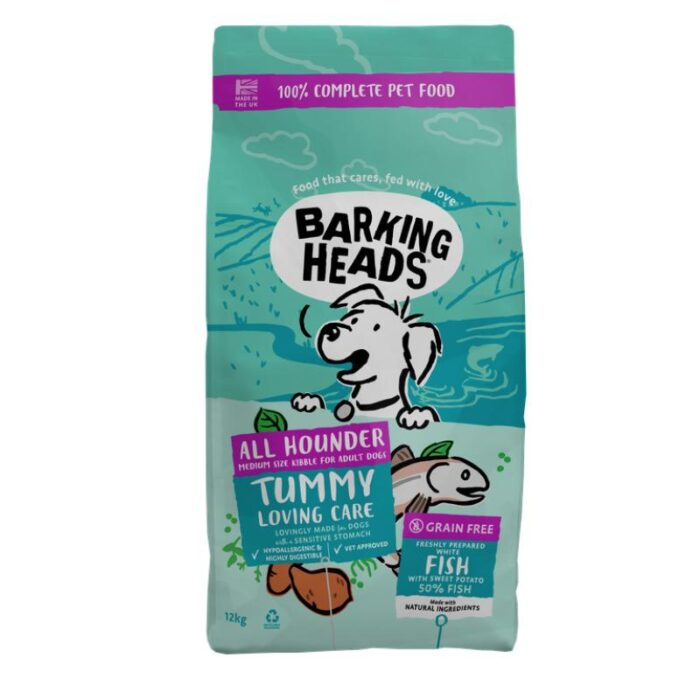 BARKING HEADS Tummy Lovin Care Fish Šunims Su Žuvimi 12kg