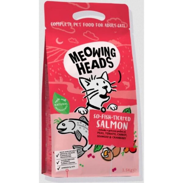 MEOWING HEADS So-Fish-Ticated katėms su lašiša/vištiena 1.5kg