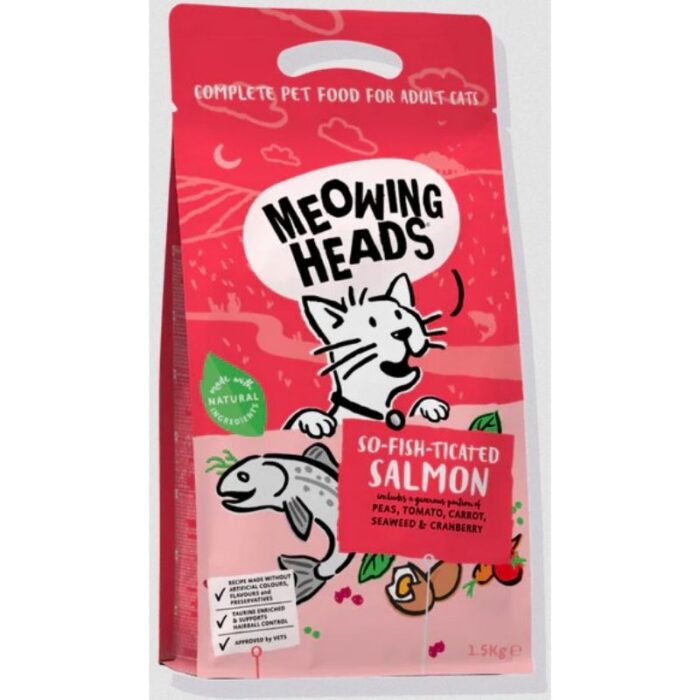 MEOWING HEADS So-Fish-Ticated katėms su lašiša/vištiena 1.5kg