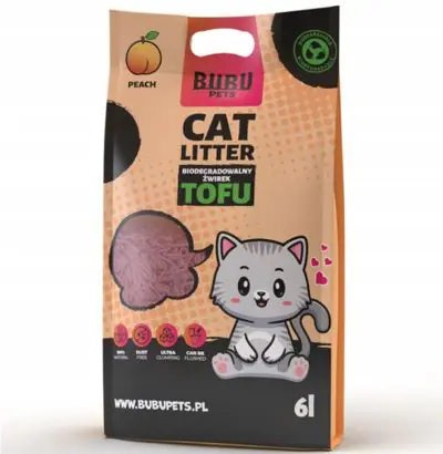 BUBU PETS Tofu kraikas persikų kvapo, 1.5mm granulės, 2.5kg /6l