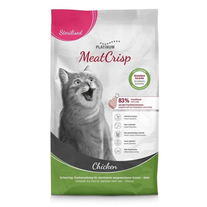 Platinum MeatCrisp visavertis sausas maistas sterilizuotoms katėms su vištiena
