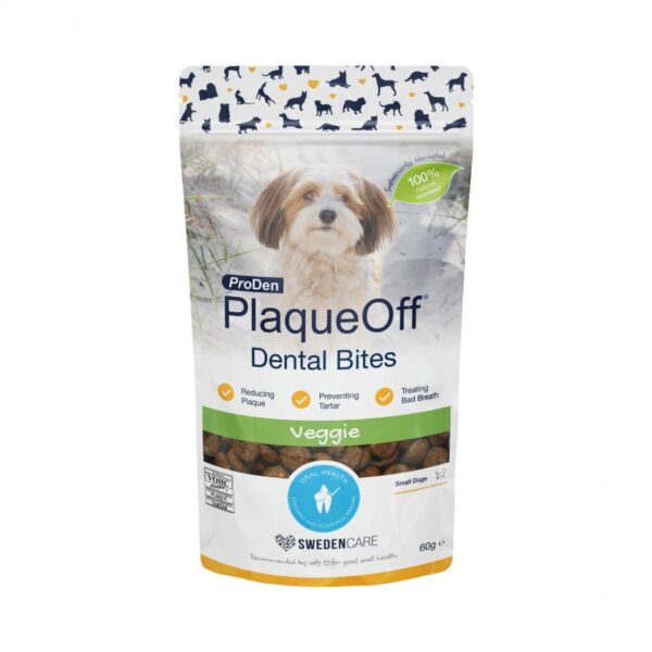 PlaqueOff Dental Bites Small – skanėstai burnos higienai šunims 60 g