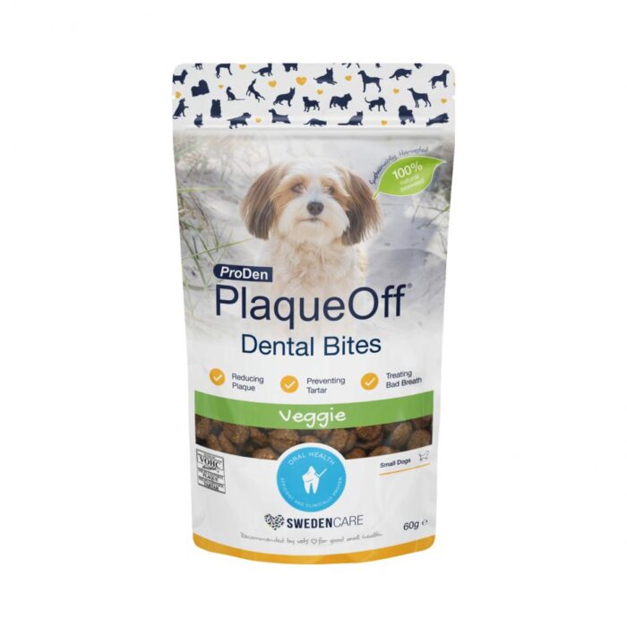 PlaqueOff Dental Bites Small – skanėstai burnos higienai šunims 60 g