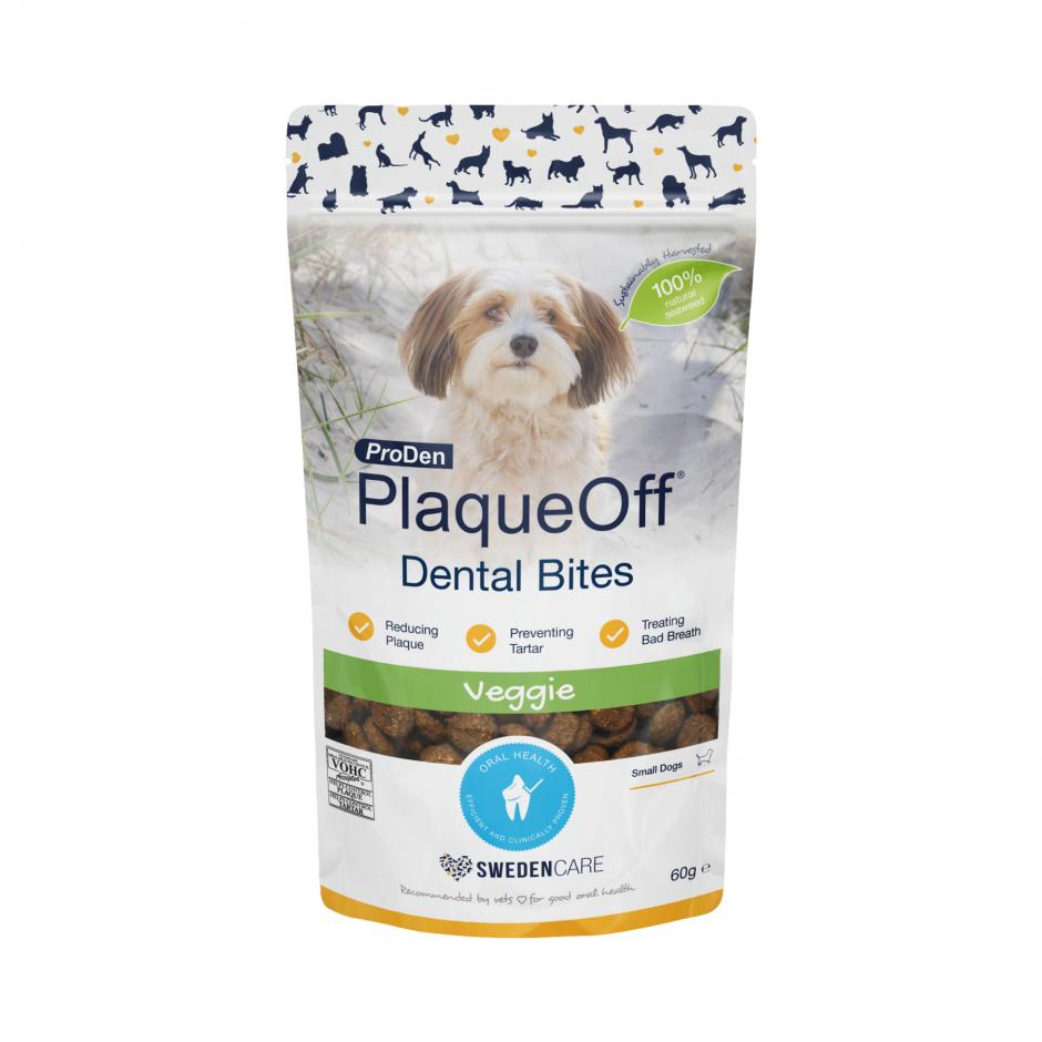 PlaqueOff Dental Bites – skanėstai burnos higienai šunims S 60 g PlaqueOff Dental Bites Small – skanėstai burnos higienai šunims 60 g