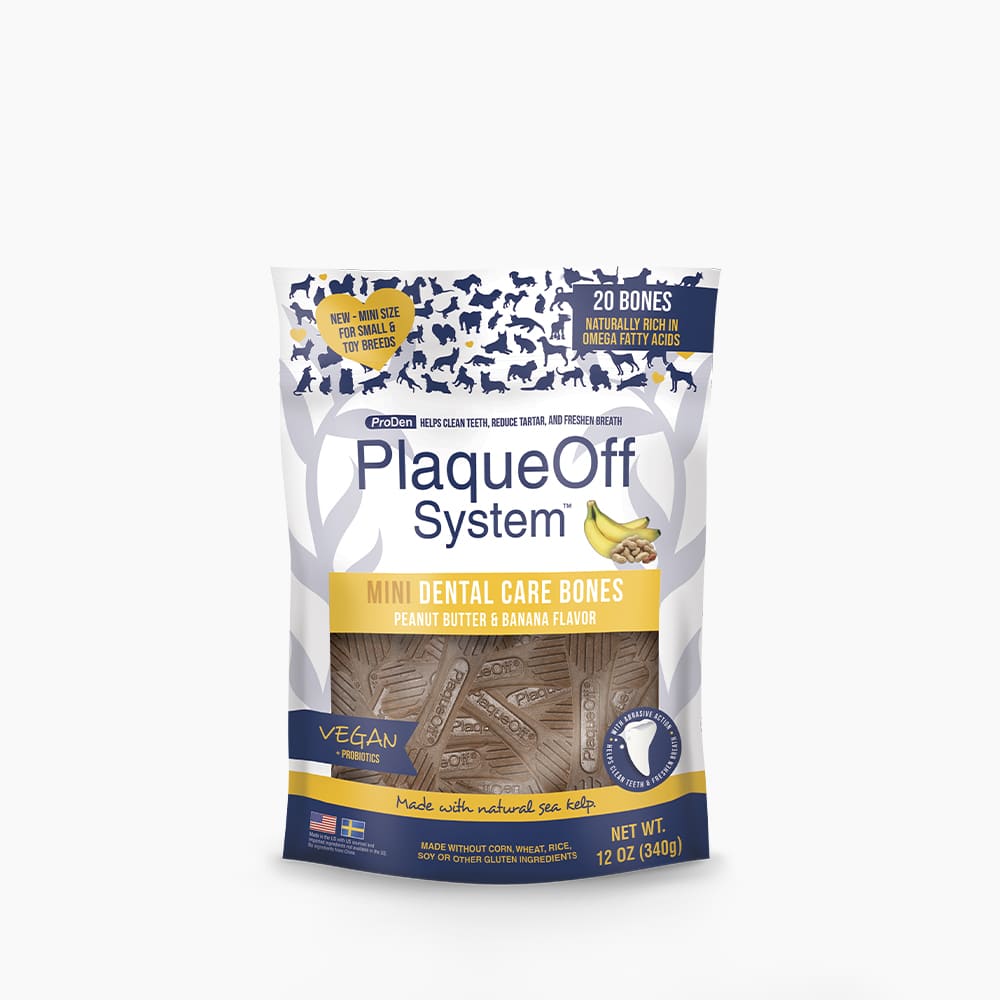 PlaqueOff dantų priežiūros skanėstai žemės riešutų sviesto ir bananų skonio 340 g PlaqueOff dantų priežiūros skanėstai žemės riešutų sviesto ir bananų skonio 340 g