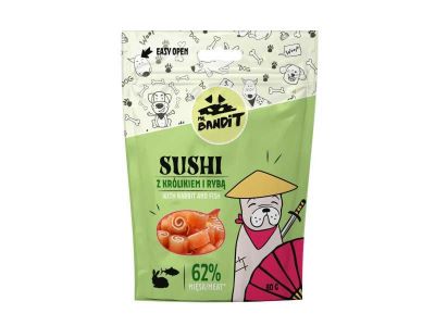 Mr. Bandit Sushi skanėstai šunims su triušiena ir žuvimi, 80g