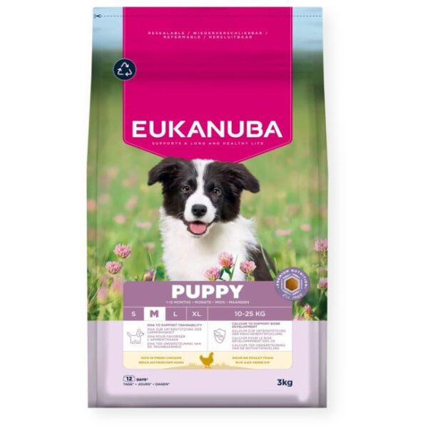 Eukanuba Base sausas maistas vidutinių veislių šuniukams su vištiena