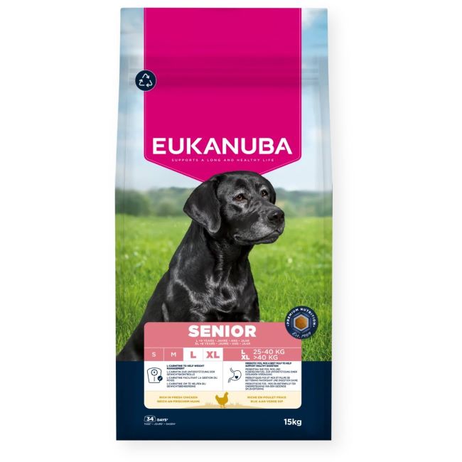 Eukanuba Base sausas maistas didelių veislių vyresnio amžiaus šunims su vištiena 15kg