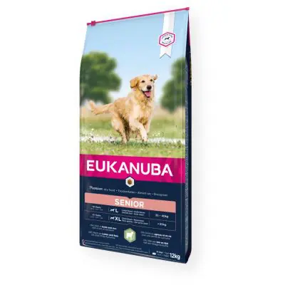 Eukanuba Base sausas maistas didelių veislių senyviems šunims su ėriena ir ryžiais