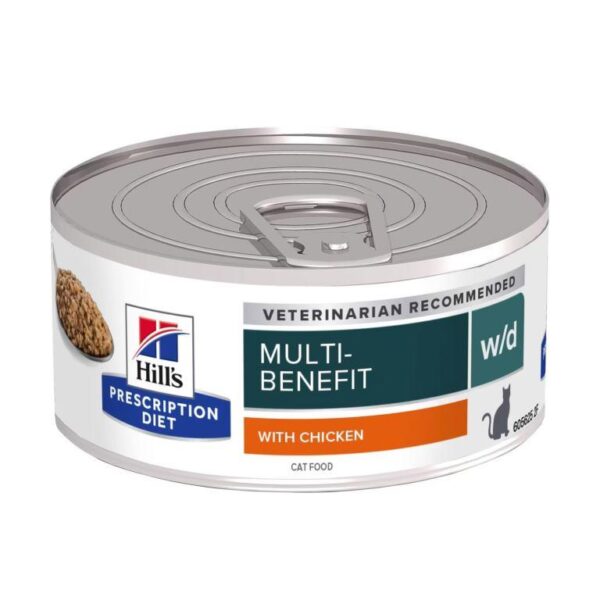 Hills Prescription Diet®  w/d Multi-Benefit svorio reguliavimui, virškinimo sistemai, šlapimo sistemai gliukozės kiekio kraujyje reguliavimui 156g.