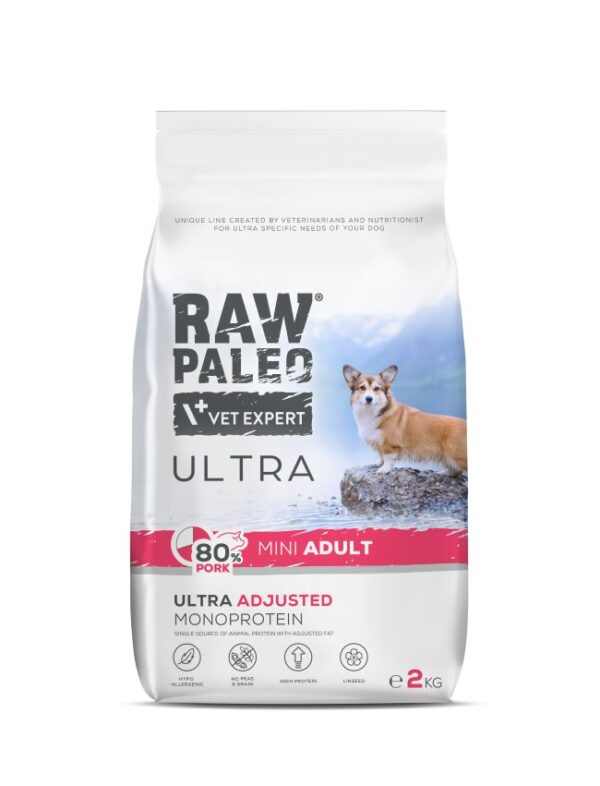 Raw Paleo Ultra Adult Mini sausas maistas mažų veislių šunims su kiauliena
