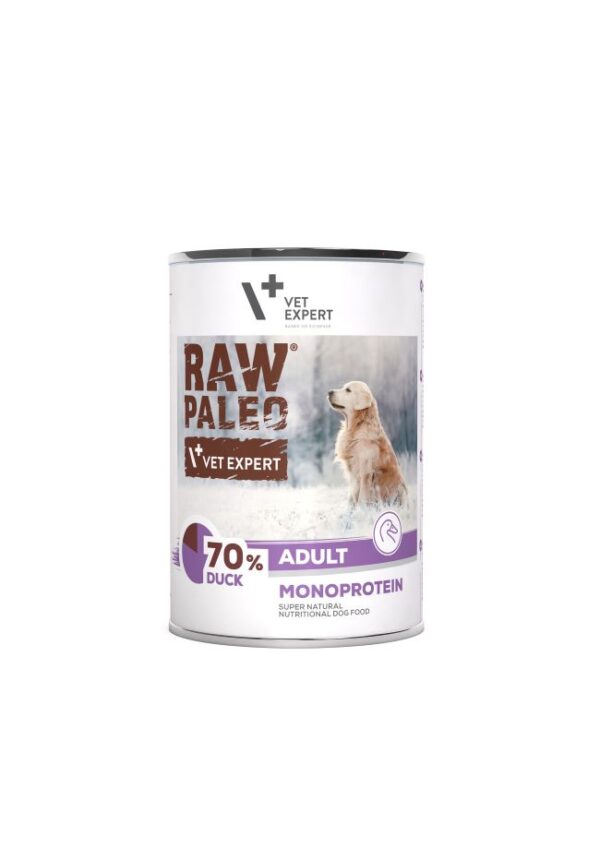 Raw Paleo Adult Duck konservai šunims su antiena 400g