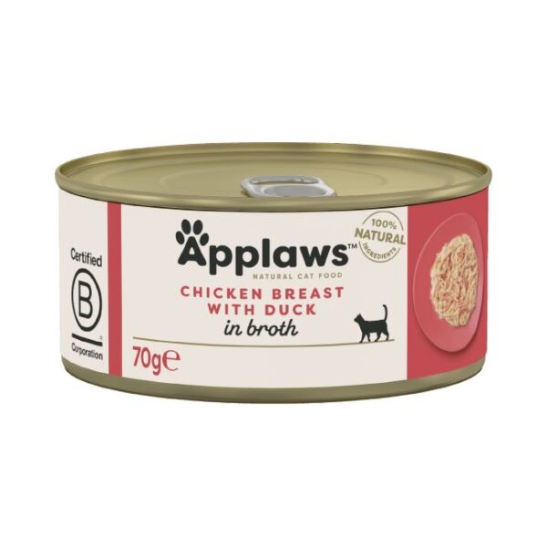APPLAWS Cat Chicken & Duck su vištiena ir antiena konservai 70gx6