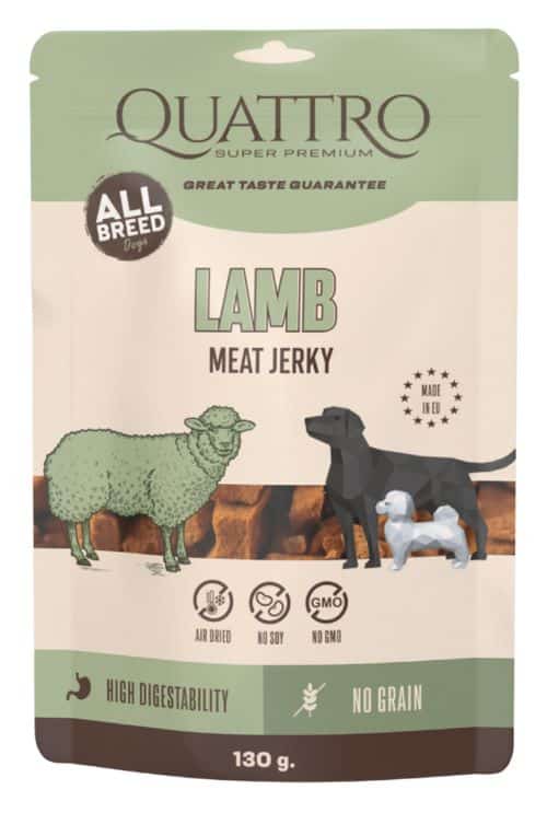 QUATTRO Meat Jerky skanėstai šunims su paukštiena ir ėriena 130g