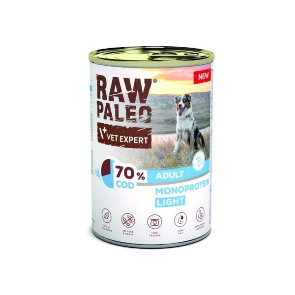 Raw Paleo Adult Cod Light konservai šunims su menke 400g